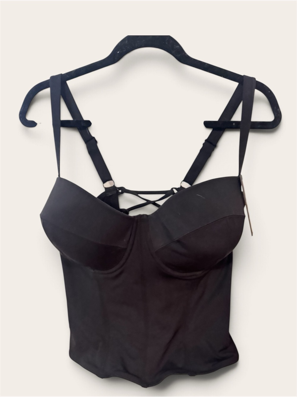 Women’s Ta3 Black Bustier Swimtop with Corset Back